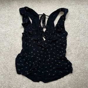 American Eagle Outfitters Black Patterned Tank Top